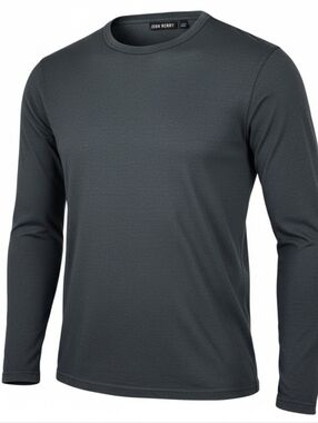 JOHN HENRY | Solid Charcoal Grey Long‎ Sleeve Cotton Blend Minimalist Shirt | L